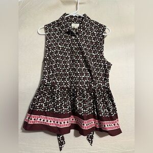 Kate Spade Brown and Red Floral Blouse